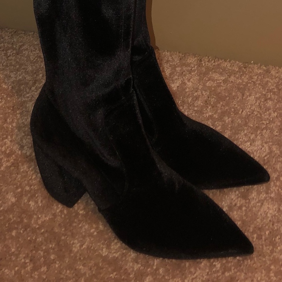 Black Velvet Prada Over the Knee Boots - Picture 1 of 4